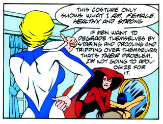 Illustration for article titled In Defense of Power Girl's Cleavage Window
